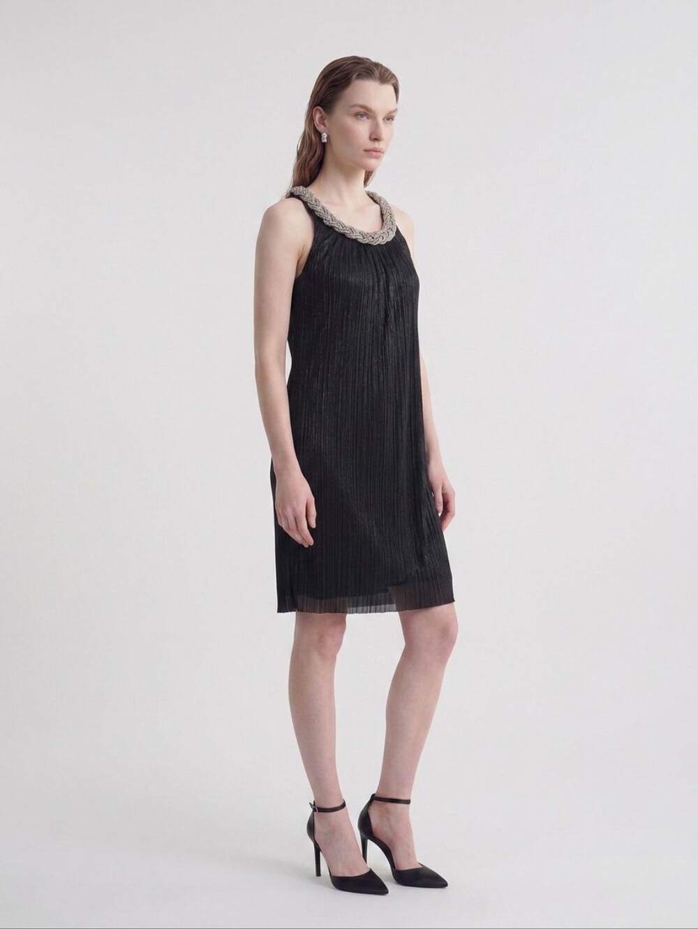 DR Collection Trapeze Micro Pleated Dress - Size 4